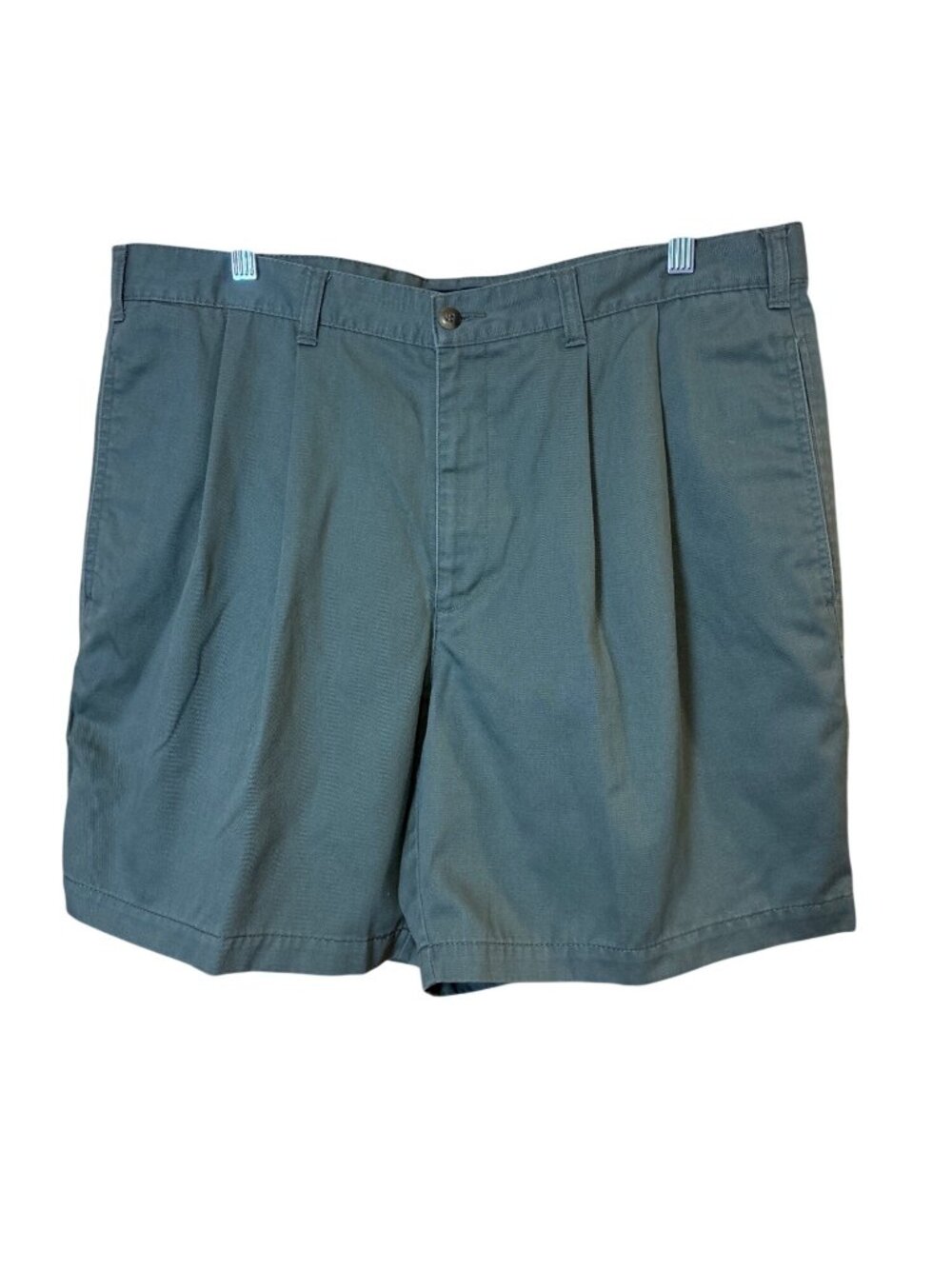 Dockers Mens Khaki Pleated Cotton Shorts W38 Green Casual Wear